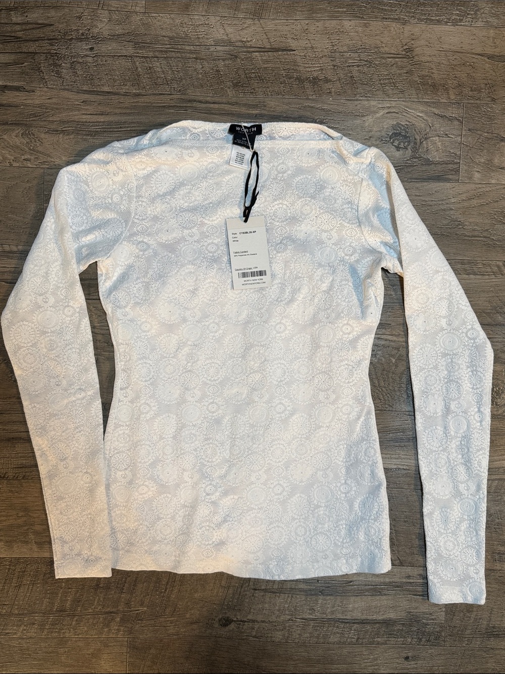 NWT Worth White Floral Lace Long Sleeve Blouse - Size XP